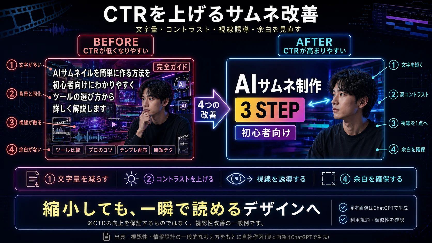 文字量を減らし、コントラストを上げるだけで視認性は大きく変わる