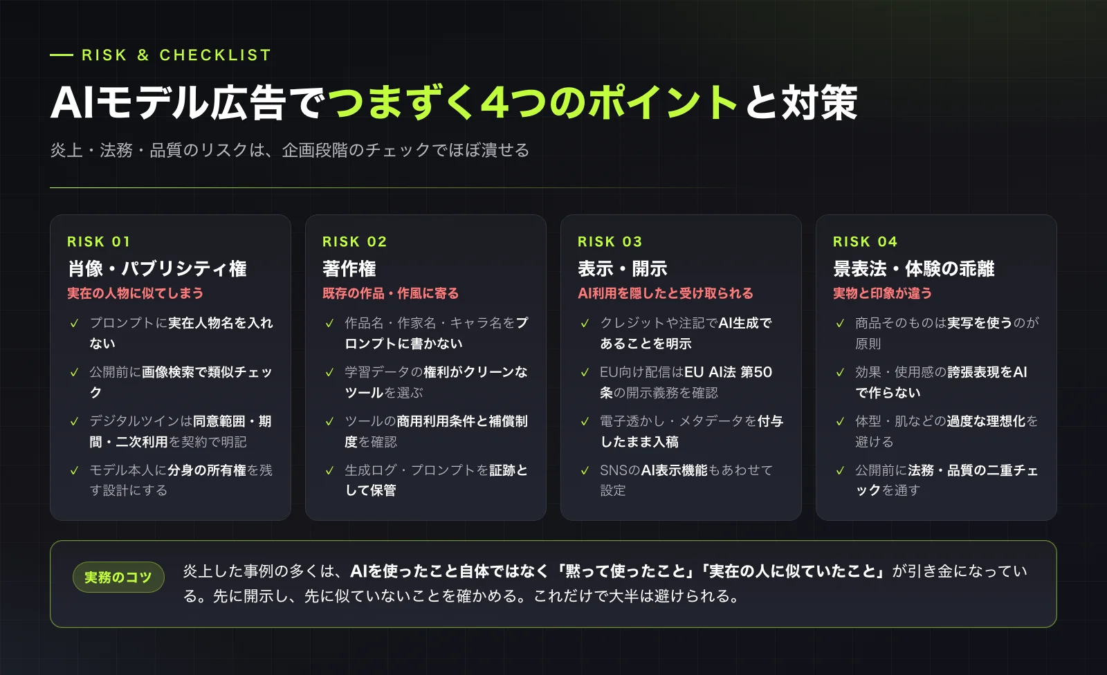 AIモデル広告でつまずく4つのポイントと、企画段階でできる対策
